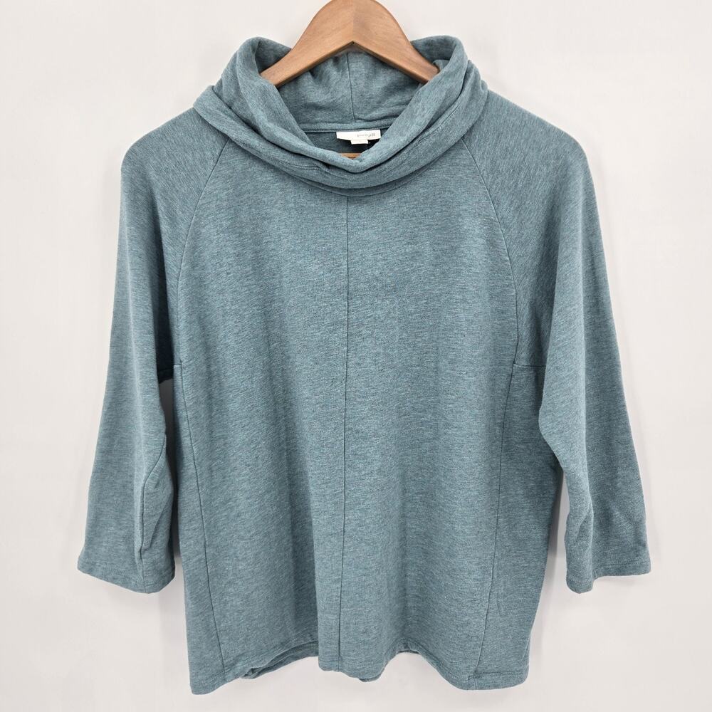 PureJill Pima Cotton Modal Cowl Neck 3/4 Sleeve Sweater Comfy Lagenlook Size M
